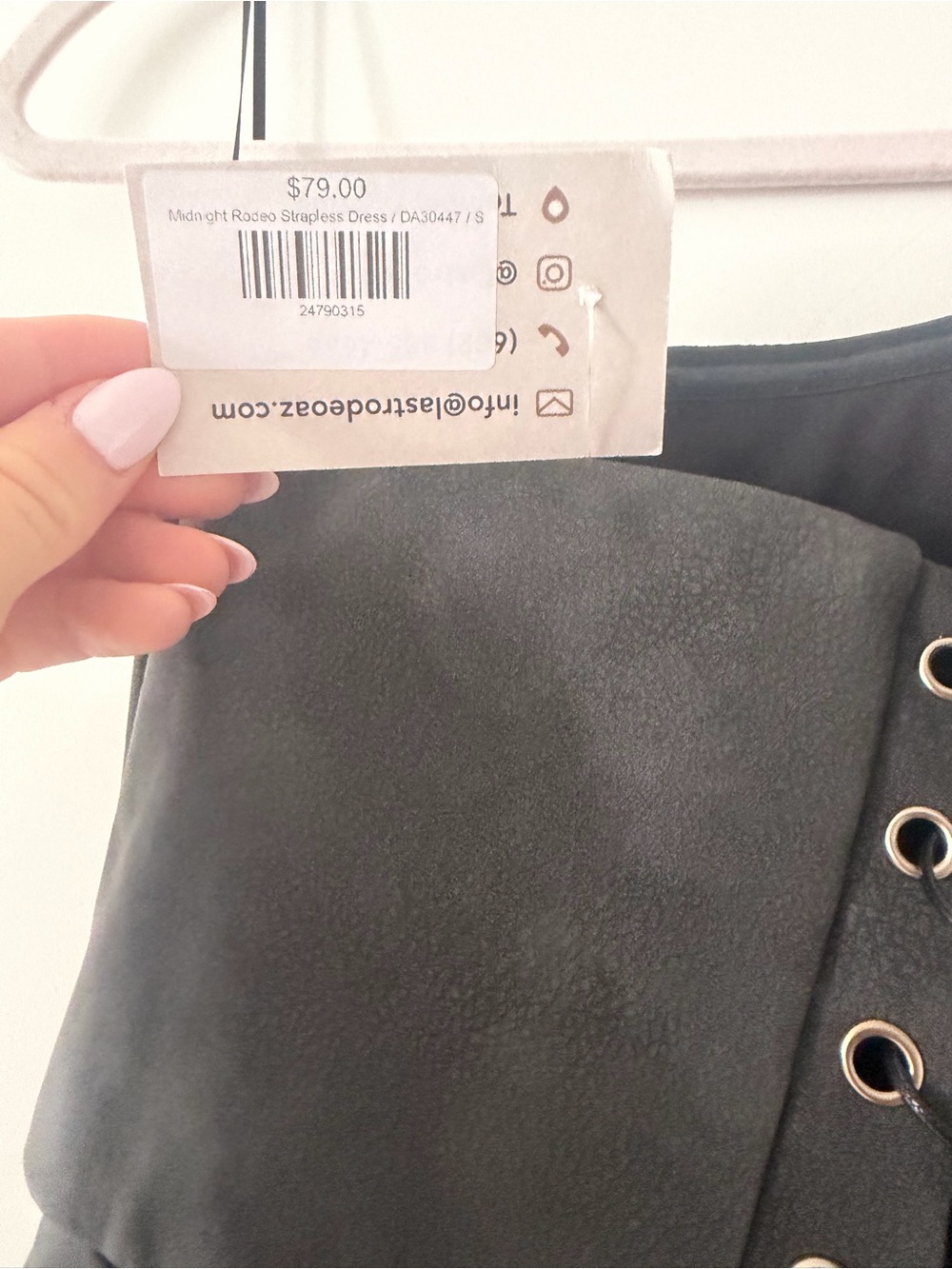 Nasty Gal Black Strapless Mini Dress with Contrast Stitching - Picture 3 of 4